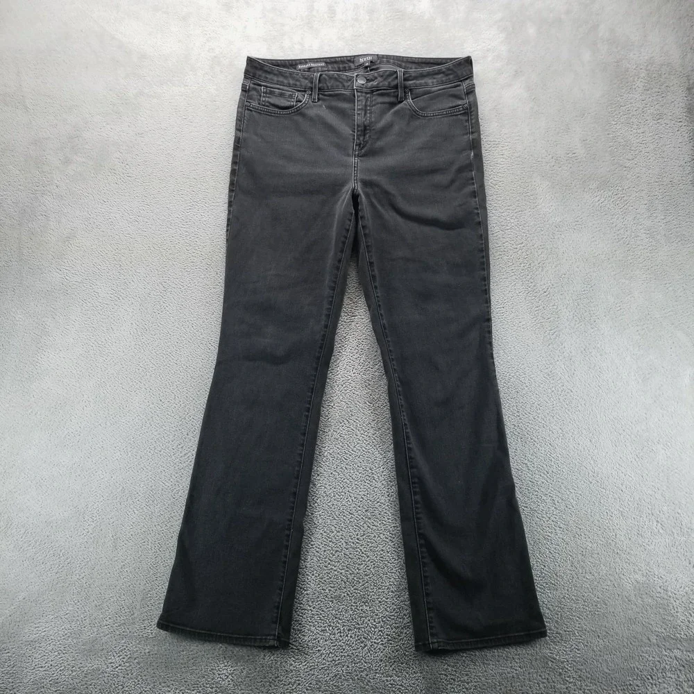 NYDJ Jeans Womens 12 Black Barbara Bootcut Lift Tuck Stretch‎ Preppy Dark Wash